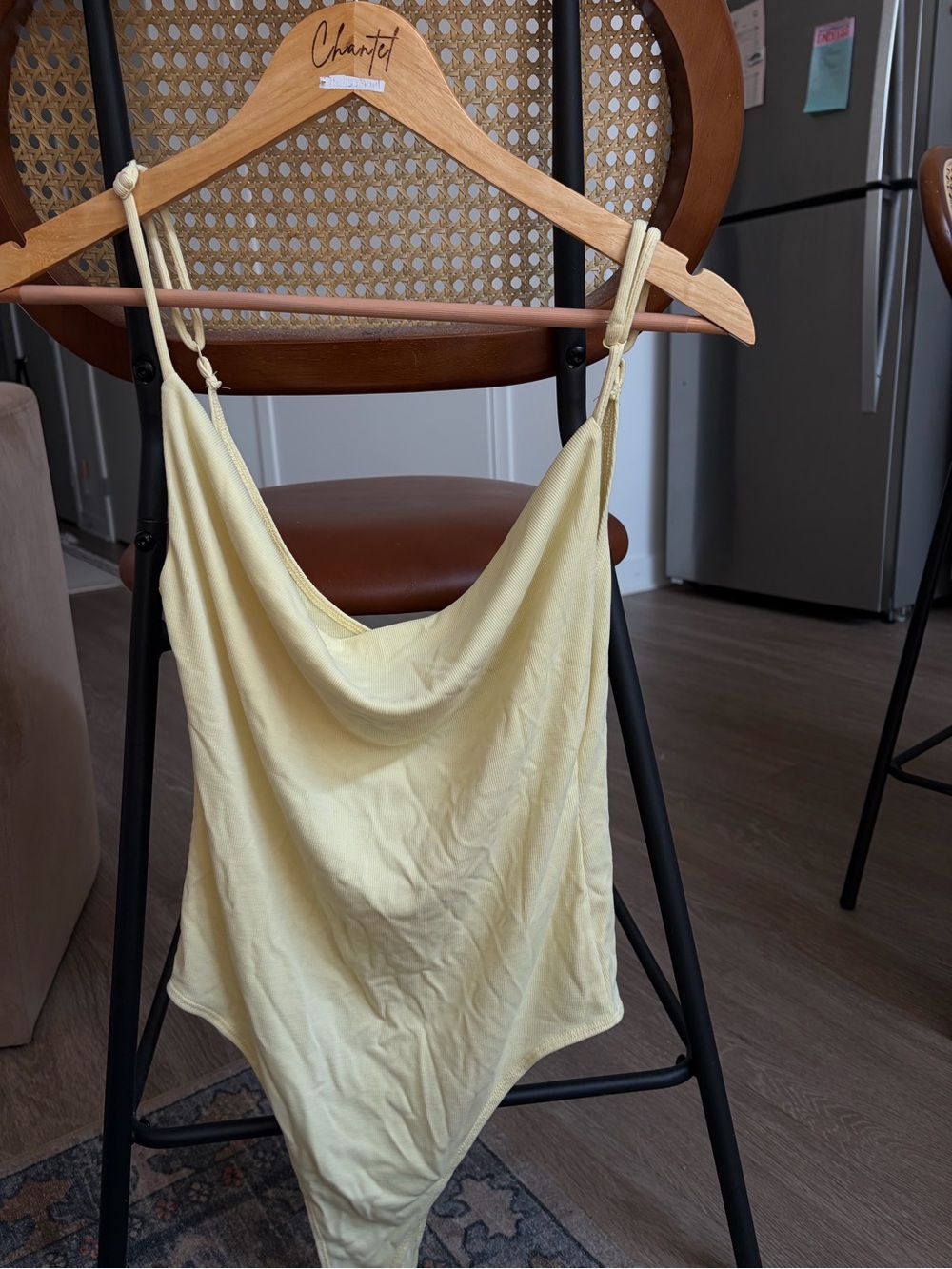 Forever 21 Pale Yellow Cowl Neck Bodysuit